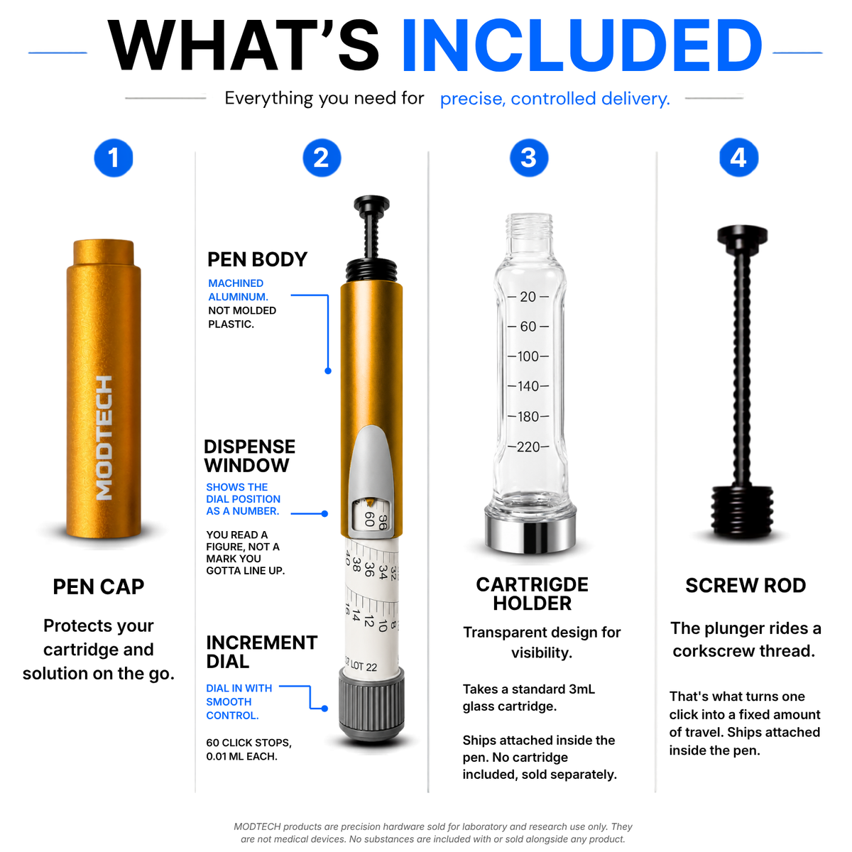MODTECH V2 Refillable Research Pen — 3mL Cartridge Compatible