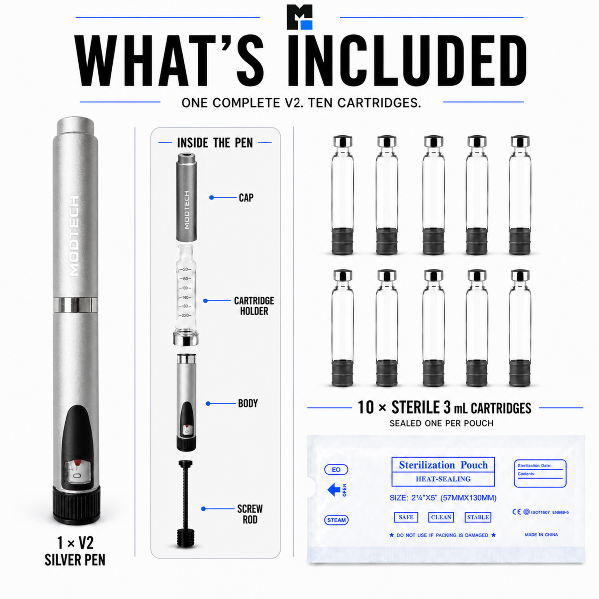 MODTECH V2 Starter Kit — Pen and 10 Sterile Cartridges