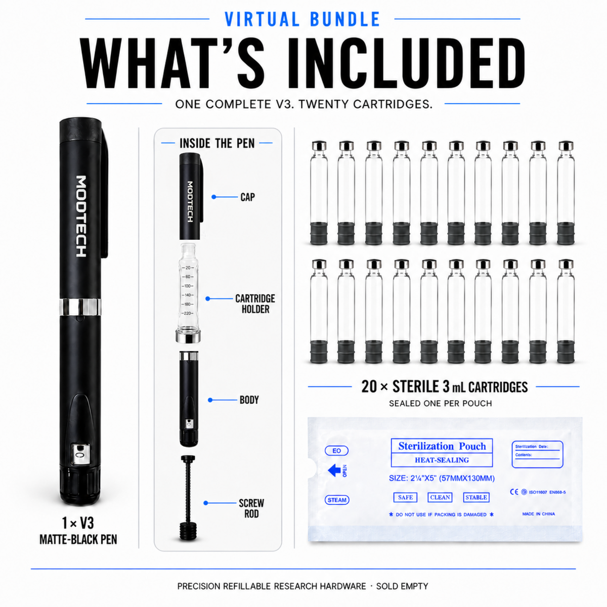 MODTECH V3 Complete Kit — Pen and 20 Sterile Cartridges