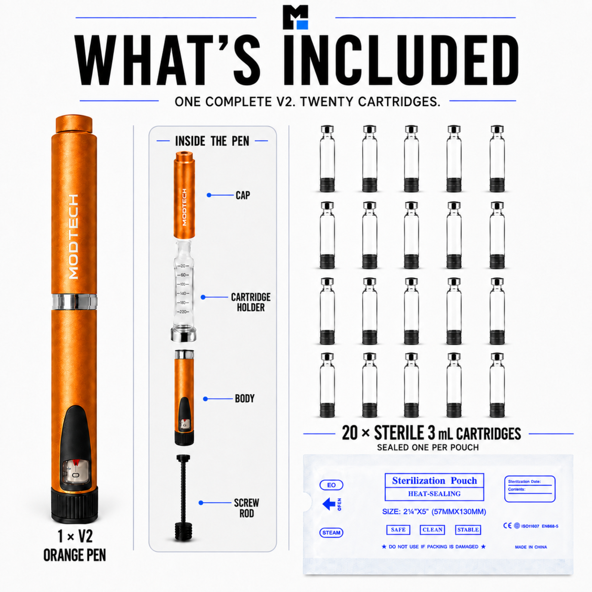 MODTECH V2 Stock-Up Kit — Pen and 20 Sterile Cartridges