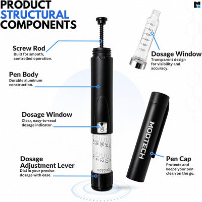 MODTECH V3 Research Pen black aluminum body with 60-increment precision dial
