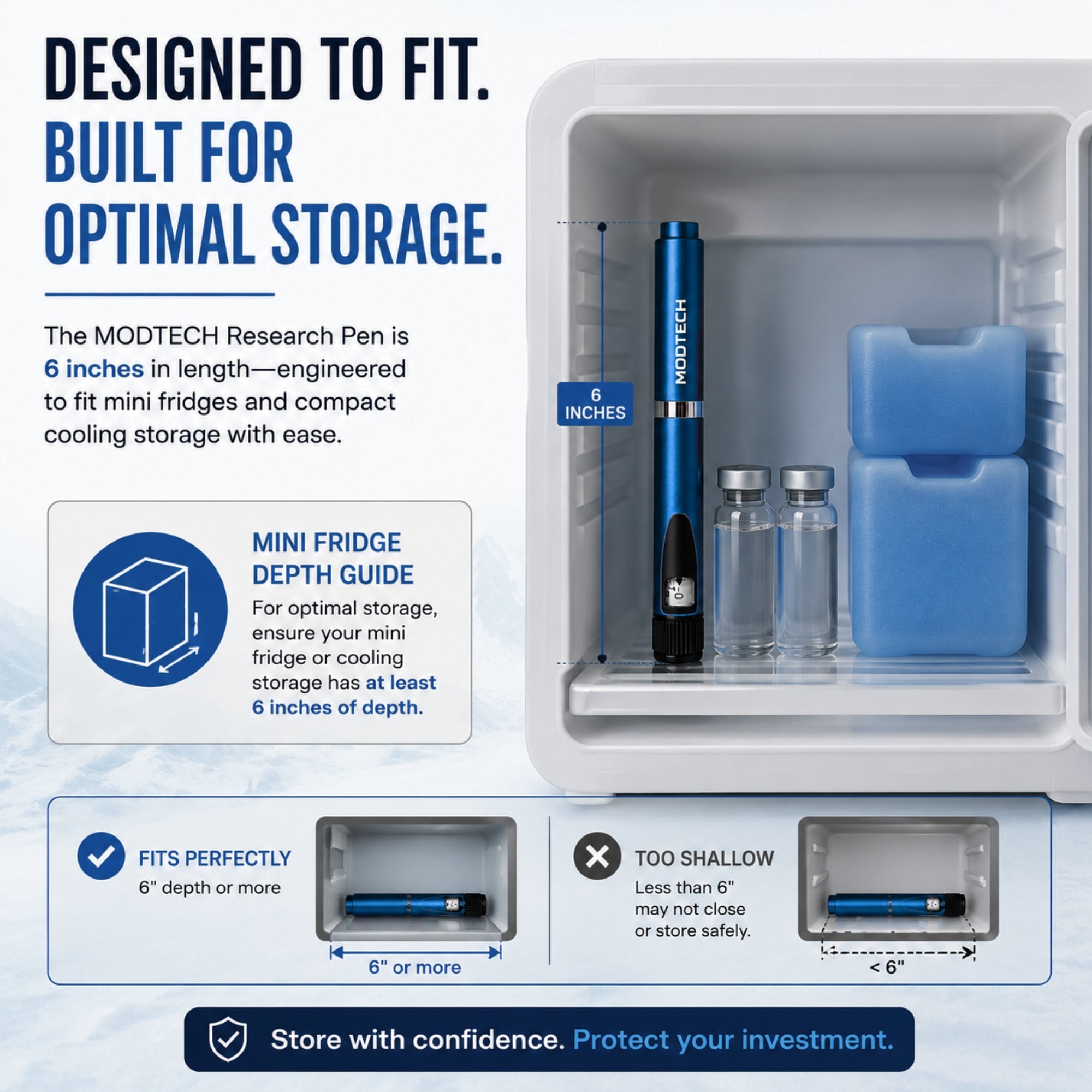 MODTECH V2 pen (blue) stored in refrigerator between uses