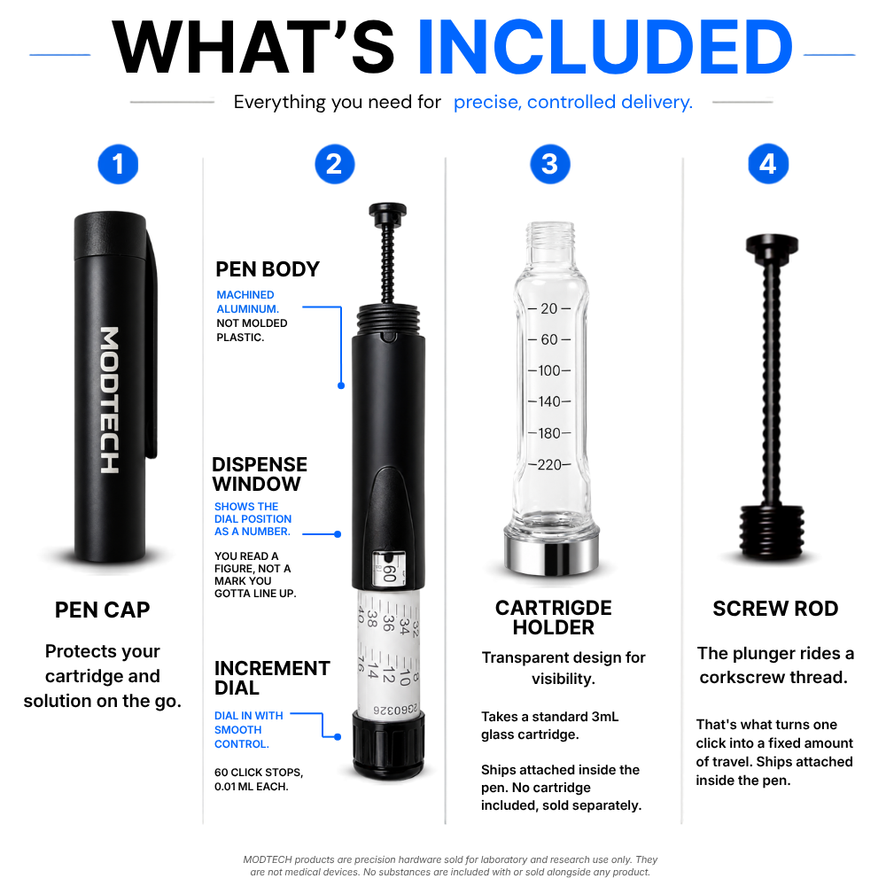 MODTECH V3 Refillable Research Pen — 3mL Cartridge, Matte Black